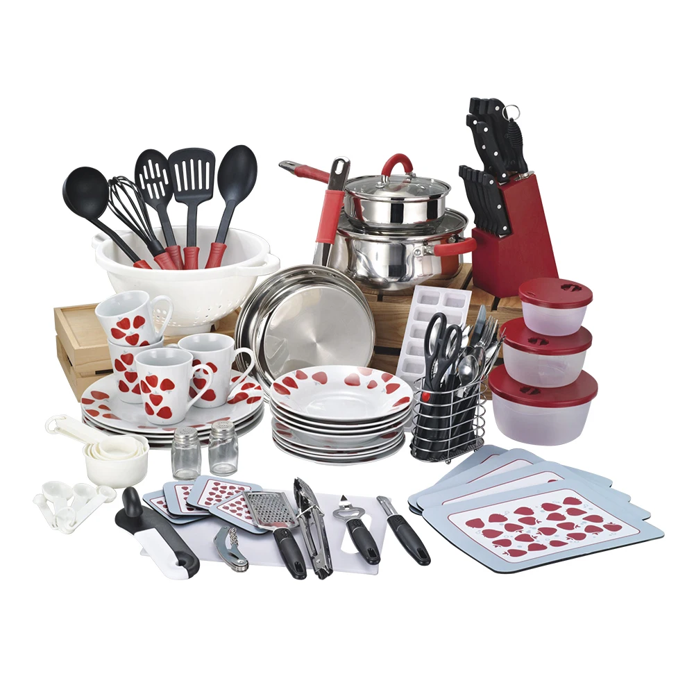 Wholesale 90-Pieces houseware nylon silicone stainless steel full kitchenware kitchen set