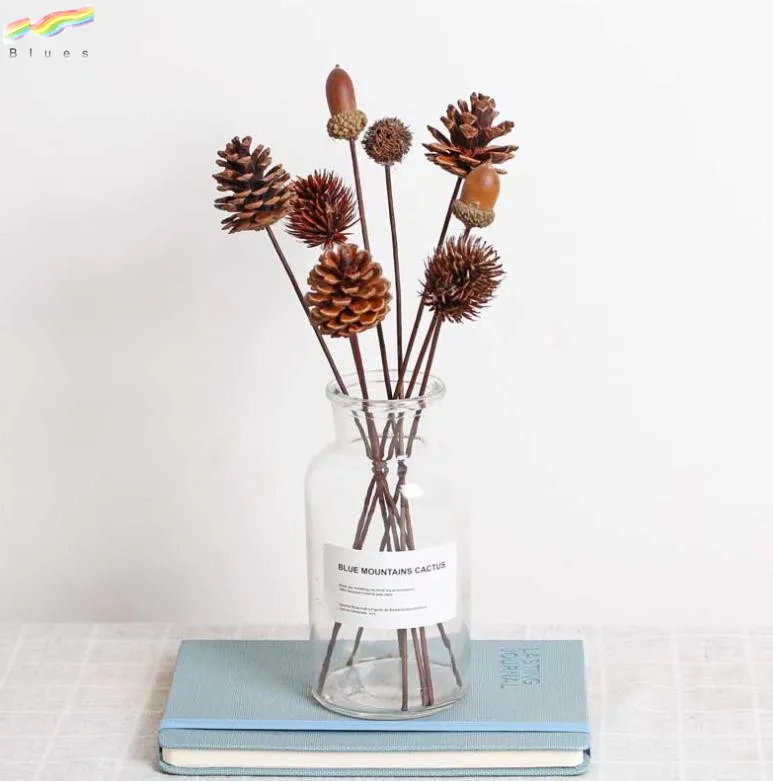 Handmade Natural Dried Pine Cone Acorn Okra Cotton Pinecone Home Decoration