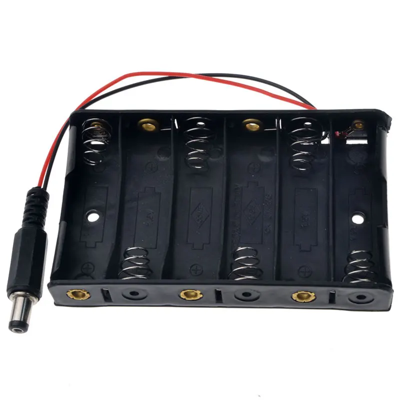 Battery Case Holder 6 x 1.5V AA batteries DIY Storage Box With DC2.1 Power Jack 6*AA 9V Battery Case