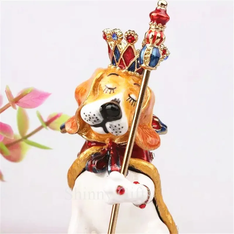 Birthday Gifts Basset Hound Dog King Pewter Trinket Box Home Decorative Box