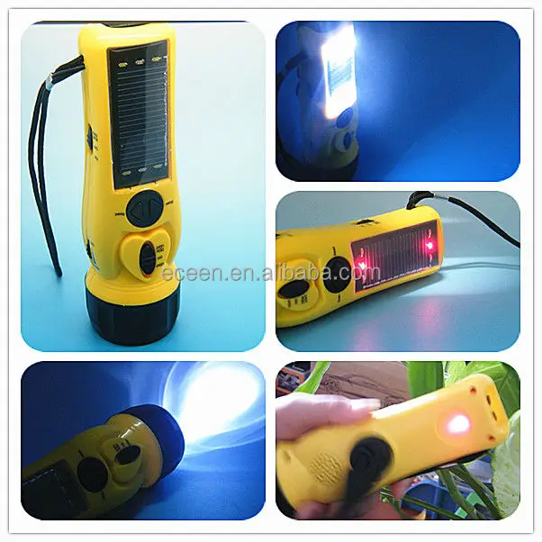 2018 Newest Design LED Solar Hand Crank Generator Flashlight With Radio