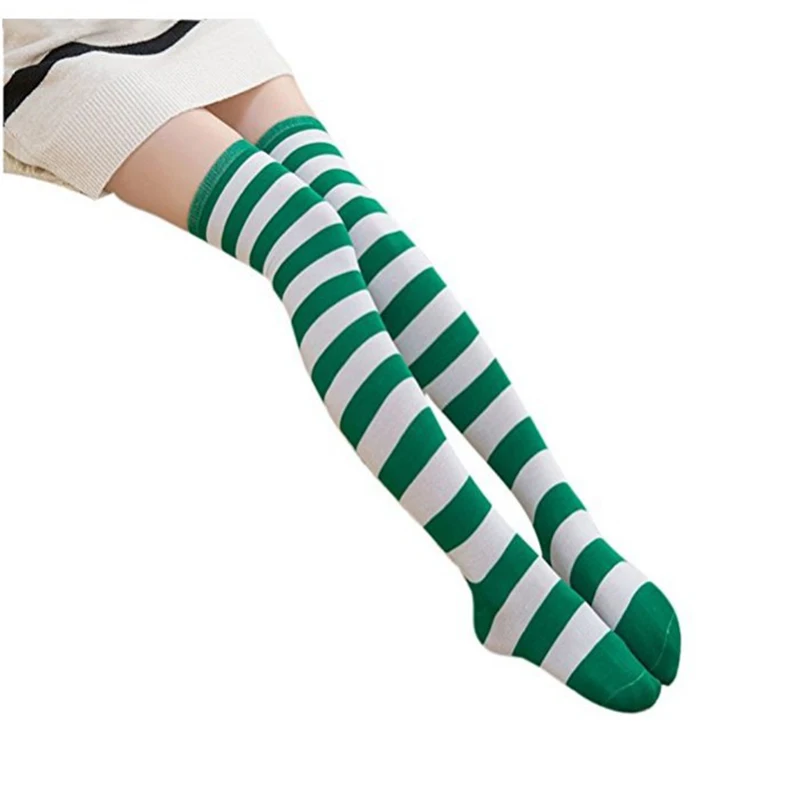 Оптовая продажа, чулки до бедра в цветную полоску большого размера, непрозрачные чулки, мир для косплея
