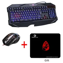 Blue Illuminated LED Backlit USB Wired Multimedia Multi-function Gaming Game Keyboard Mouse Mice Combos for PC Laptop Gamer
