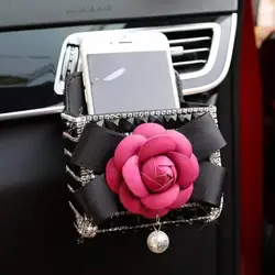 Черный чехол для мобильного телефона с автомобильным портом кондиционера, чехол для хранения автомобильных ключей, держатель для телефона, чехол с крючком