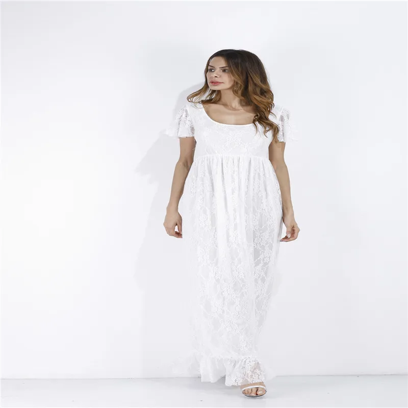 
Chic wedding pregnant clothes ruffle lace sleeve photograph maternity dresses 