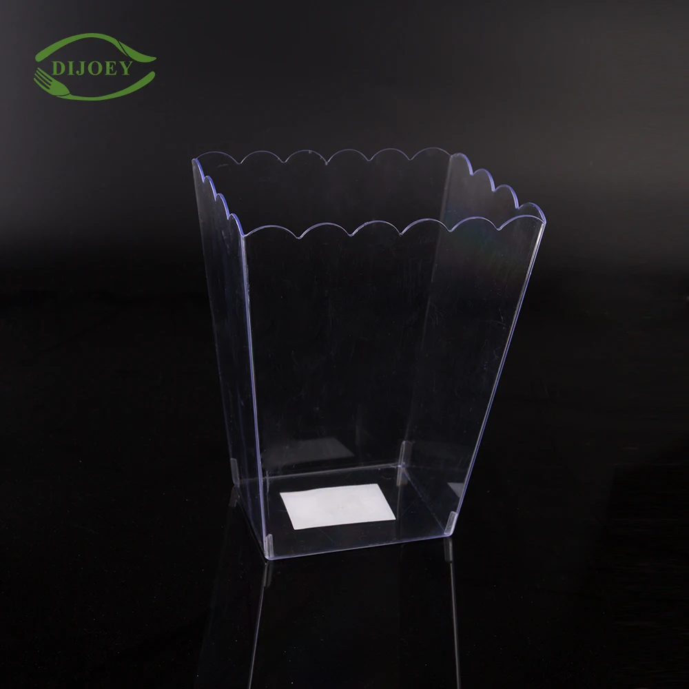 Custom disposable small square shape clear wine beer champagne ice bucket