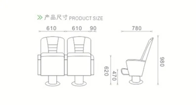 Bestselling Luxury Cinema Lecture Hall Chair Auditorium Church Chair with Writing board