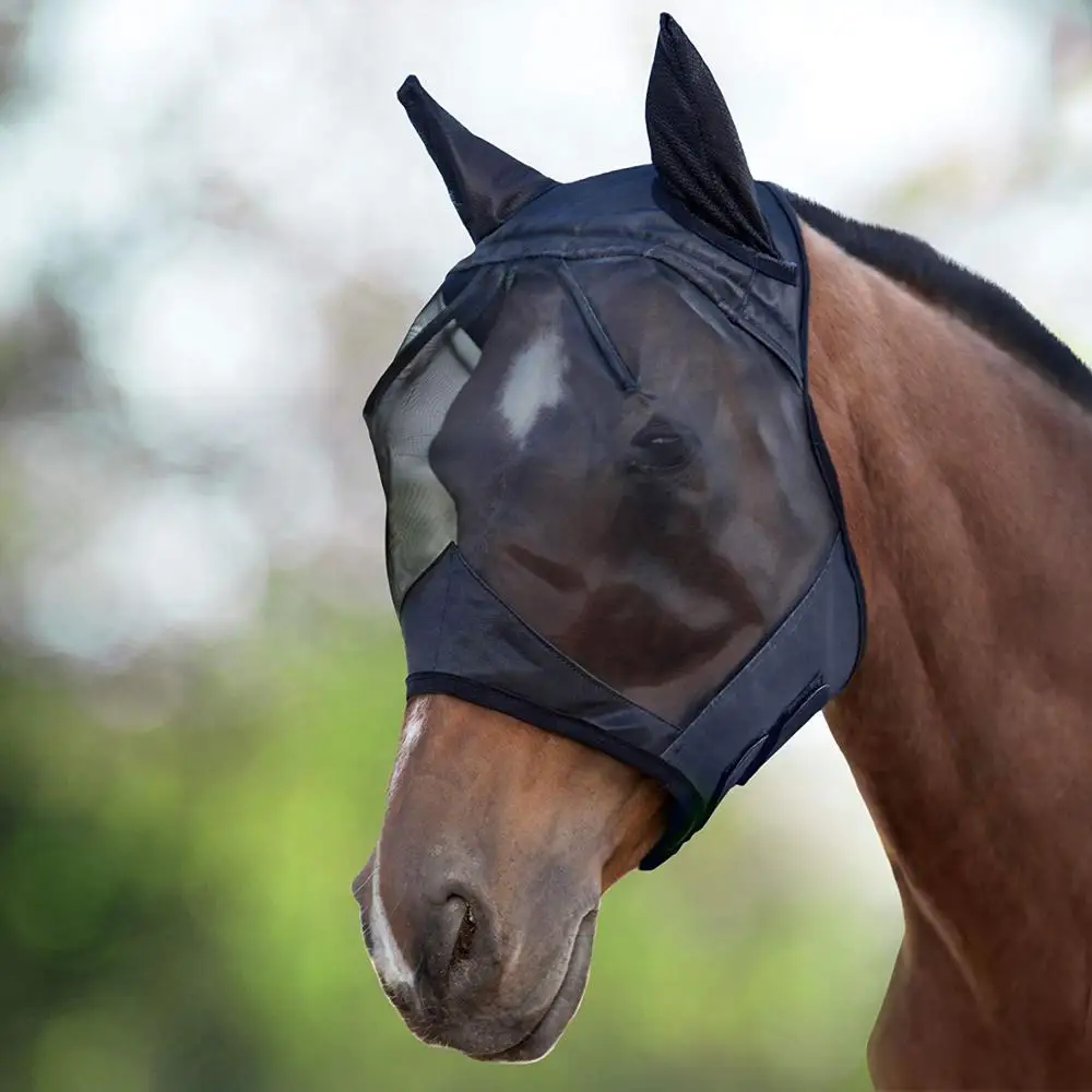 Best Seller CareMaster Wholesale Fly Horse Mask Protection Half Face Piano Black (IN STOCK)