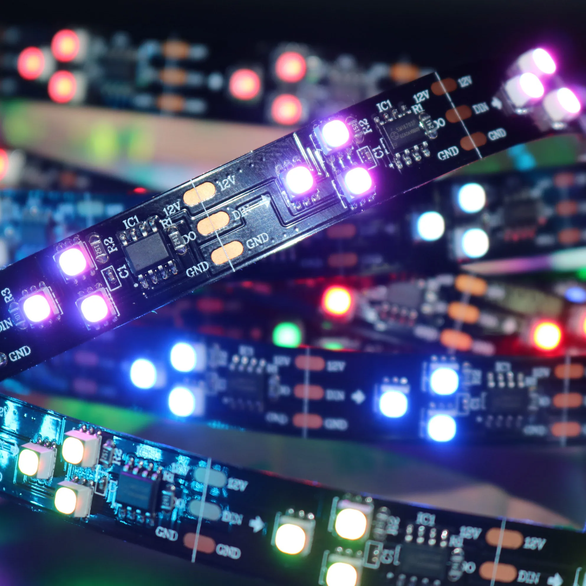 Programmable Digital Addressable LED Strips SM16703 12V 5050 90leds/m RGB Non-waterproof