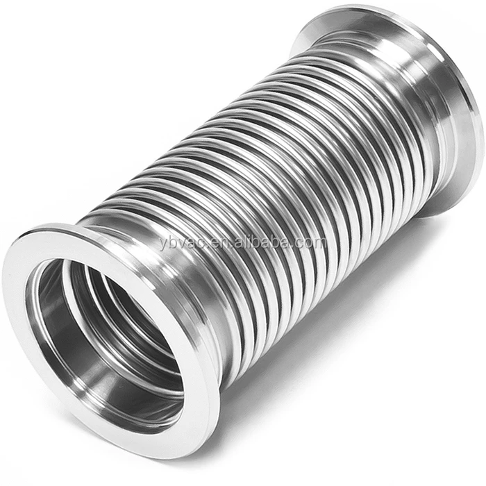 Bellows Hose Metal KF-40, 4 Inch, Flex Coupling, ISO-KF Flange Size NW-40, Stainless Steel