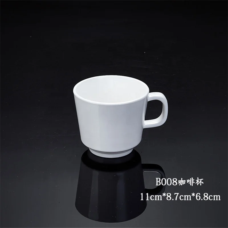 
Hot Sales Melamine Cups Wholesale Cheap Hotel Unbreakable 200ml Tea Cups White melamine cup with handle 