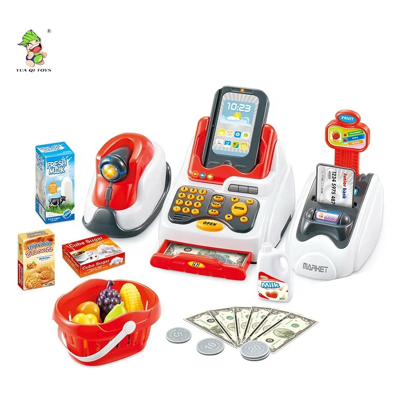 Electric supermarket cash register toys Plastic pretend toy for kids