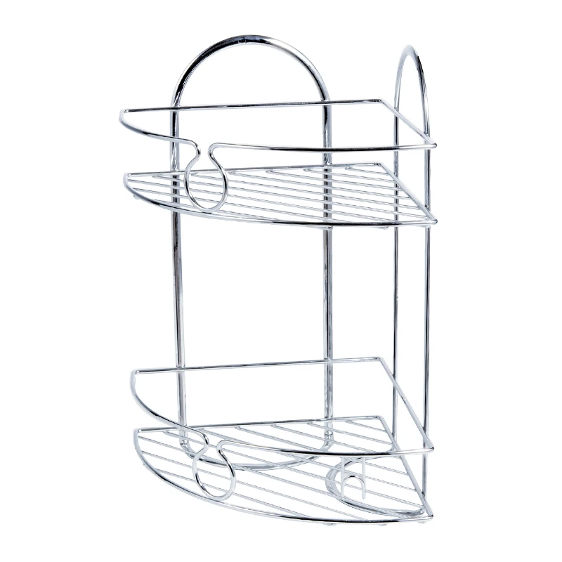 Bathroom Dual Tier Shelf Shower Shampoo Soap Cosmetic Iron CornorShelves Bathroom Accessories Storage Organizer Rack Holder