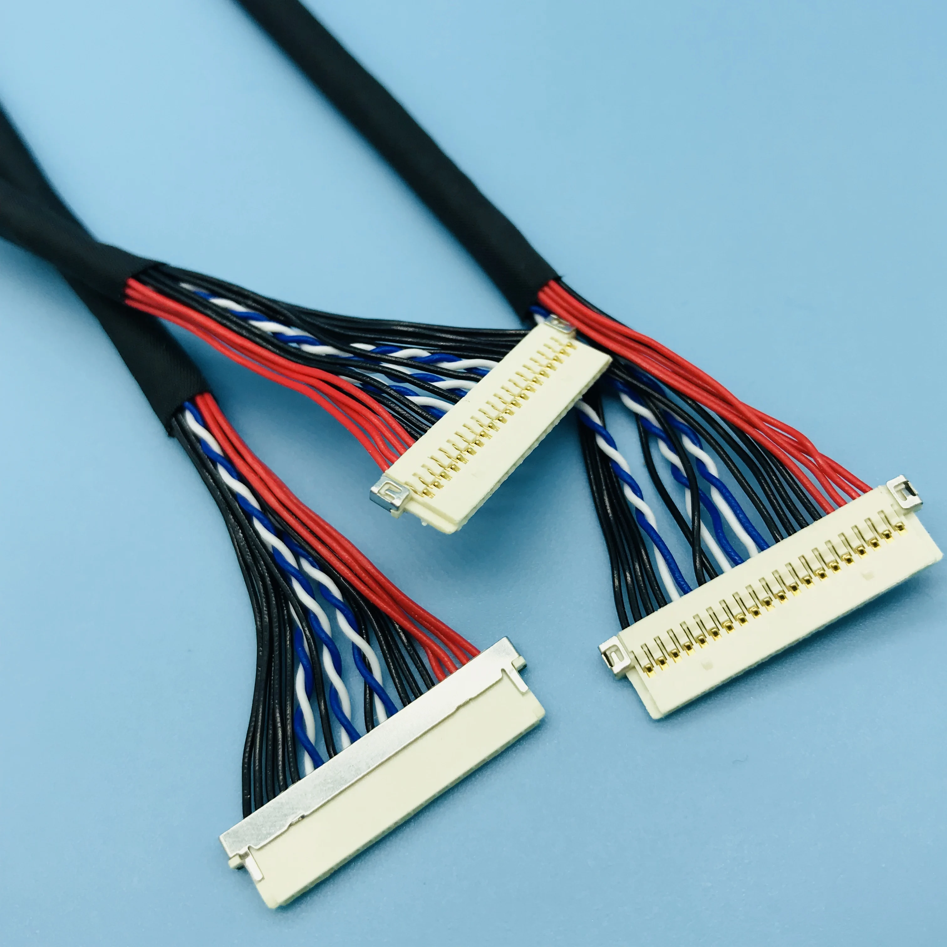 DF19-20S-1C to DF19-20S-1C flat lvds cable 50mm Crimped wire length