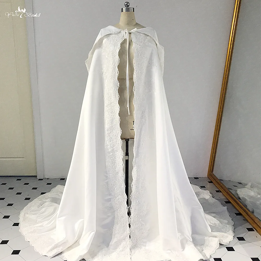 RSJ123 Wedding Jacket Real Photos Popular Medieval Renaissance Costume cape Fancy Wedding Wraps Satin Bridal Cape Winter Cloak