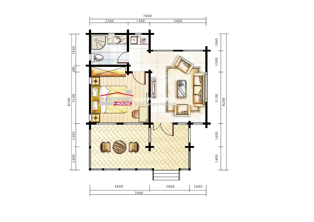 
New Design Log Cottage Prefab Wooden House Chinese Factory Export-oriented KPL-007 
