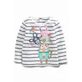retail 2016 new spring summer autumn girls t shirt Striped rabbit flower embroidered full sleeve T