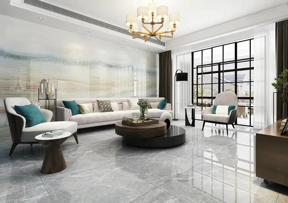 New design High Glossy Nano Polished Porcelain Full Body MarbleTiles in 80X80cm