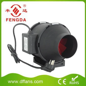FENGDA ETL approved 4 inch Black Plastic Case Mixed Flow Fan  inline duct Exhaust fan  with speed controller for hydroponics