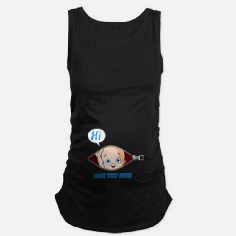 Women Creative Baby Lovely Sleeveless Maternity Crewneck Pregnant Tank Tops Black Rose Red Dark Blue