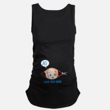 Women Creative Baby Lovely Sleeveless Maternity Crewneck Pregnant Tank Tops Black Rose Red Dark Blue