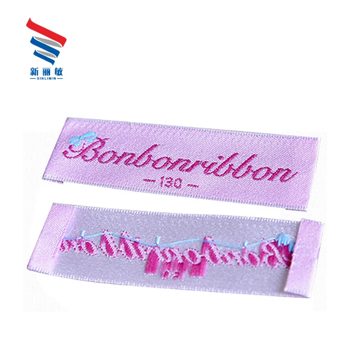 High quality custom designer brand name wholesale china women clothing private end folded woven damask label