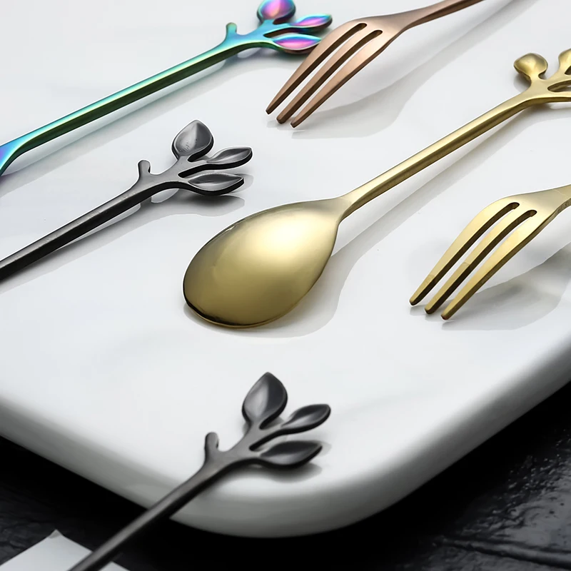 Посуда из нержавеющей стали, креативная Цветочная кофейная ложка, ложка для перемешивания, ложка для смешивания