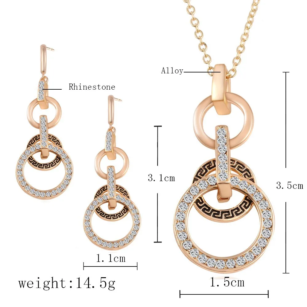 Necklace and earring jewelry set, fashion 18k gold plated jewelry set
