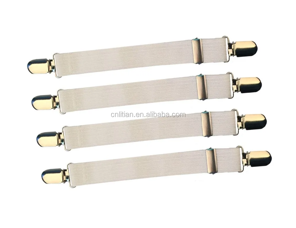 
Bed Sheet Corner Holders Elastic Grippers Suspenders Holder Straps Clips Fasteners WITH METAL ADJUSTERS 