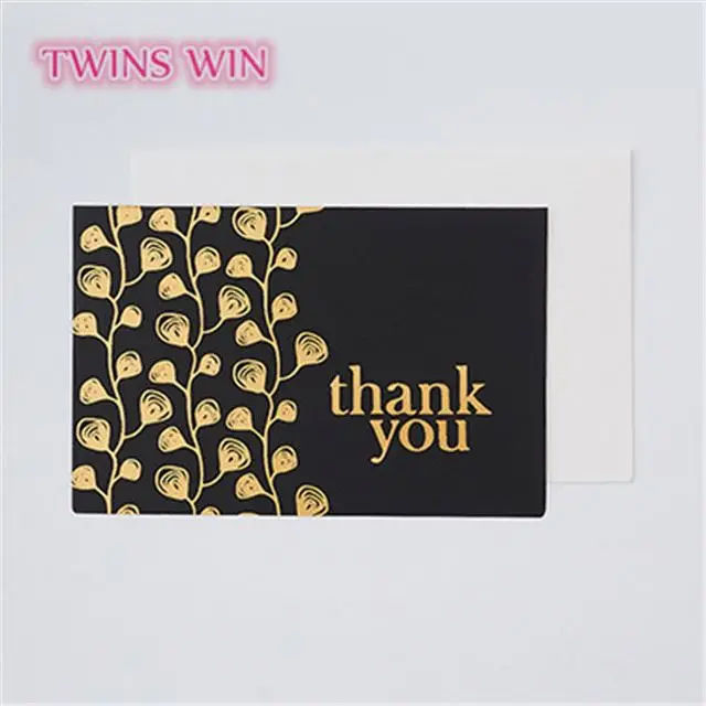 2019 hot sale two fold black color  thank you invitation card design 015