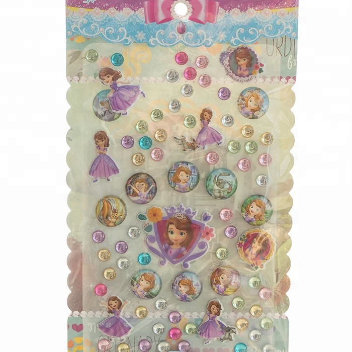 Custom Kids Rhinestone Sticker Jewel Glitter Diamond 3d Acrylic Sticker