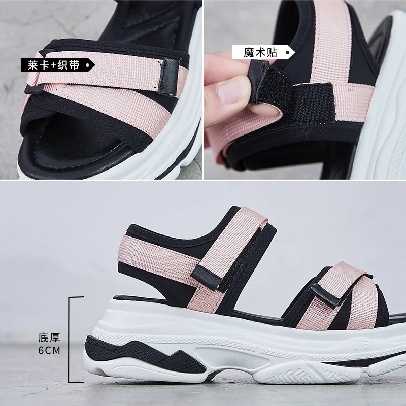 Сандалии женские на толстой подошве, пляжная обувь с открытым носком, модные босоножки, лето