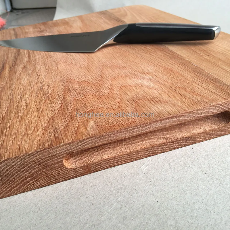 
High Quality Oak Wood Cutting Chopping Board With Groove Grips 