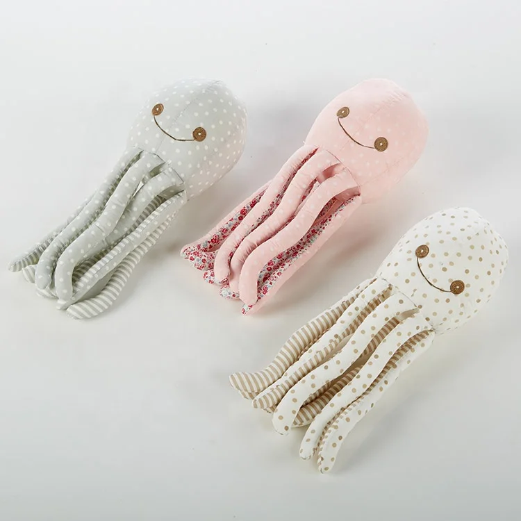 Pink dotted octopus doll animal shape soft cotton plush stuffed octopus