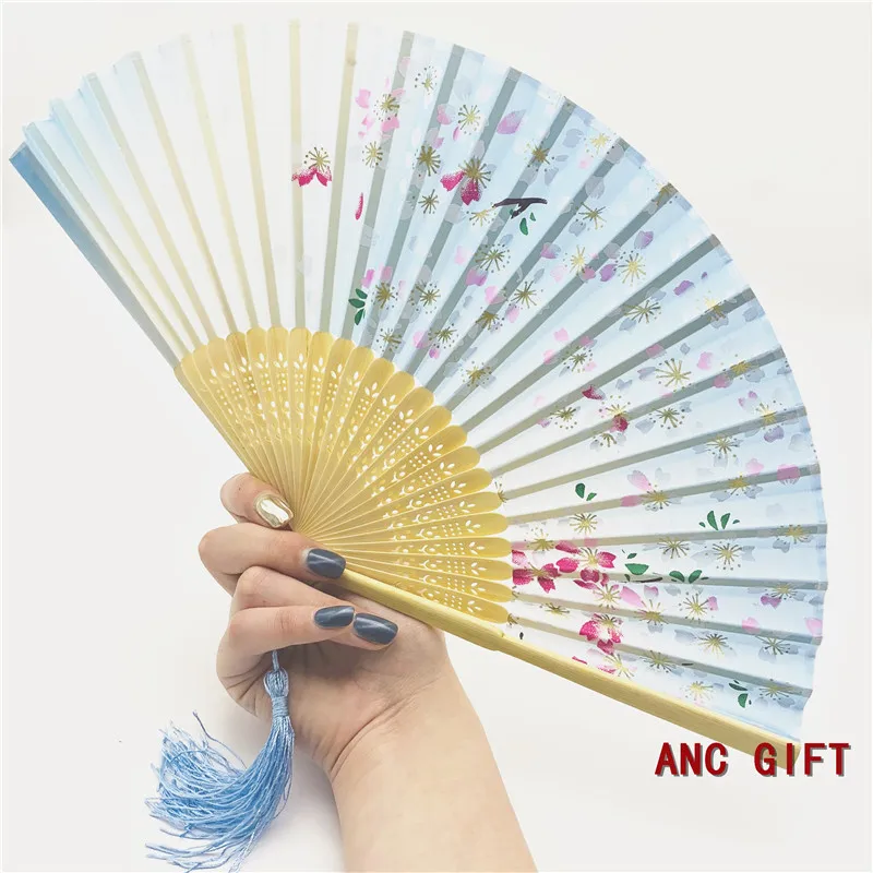 
Promotional Asian Bamboo Silk Souvenir Sublimation Custom Nylon Wooden Folding Hand Fan 