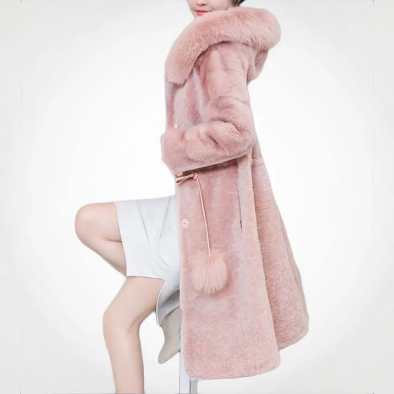 
Best Selling Latest Design Perfect Cut Sable Fur Coat Factory Long Plus Size Cotton Single Button Thick Formal Breathable O-neck 