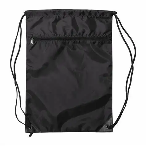 China OEM Manufacturer Custom Sports Gym Nylon Polyester Wholesale Drawstring Backpack Bag With Front Zipper