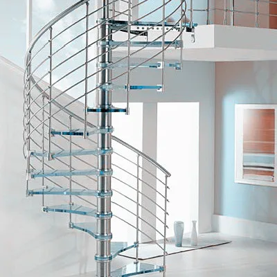 
Steel glass spiral staircase stairs with modern railing 