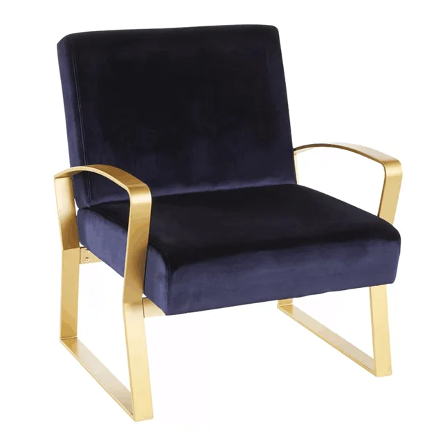 2020 Hot sell Henley Modern/Glam Lounge Chair in Gold Metal with Royal Blue Velvet home furniture sofa living room armchair