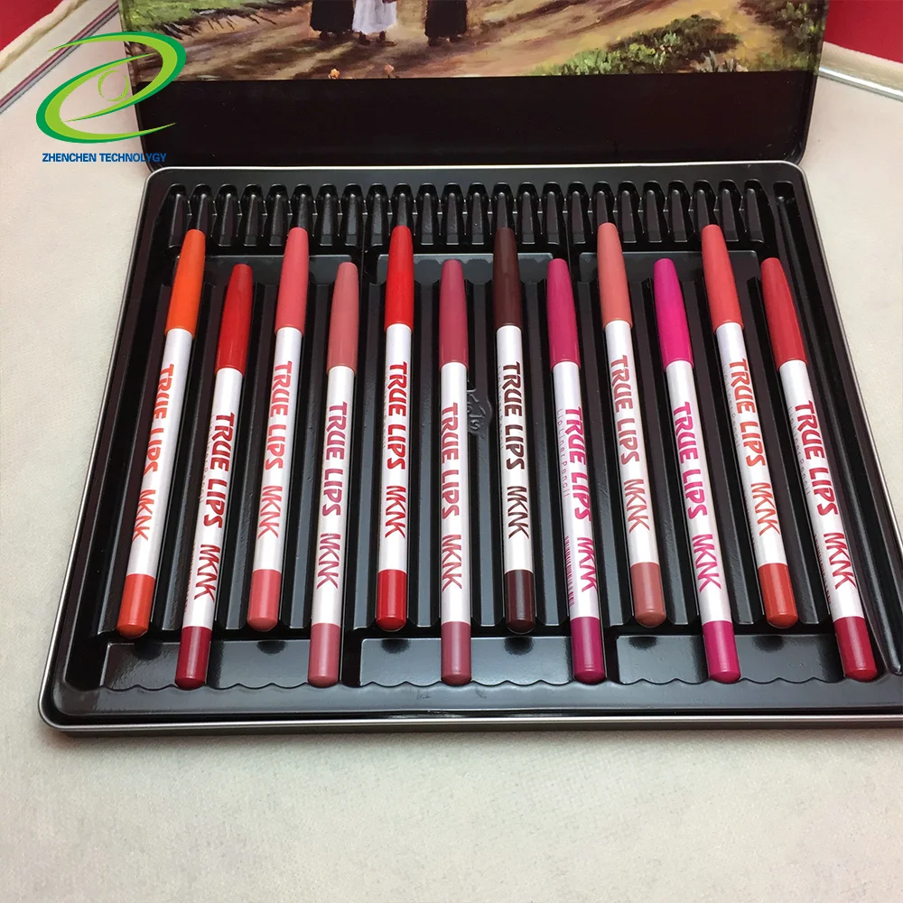 
Best Selling Cosmetics Makeup 12 colors Smooth Long Lasting Waterproof Natural Lip Liner Pencil 