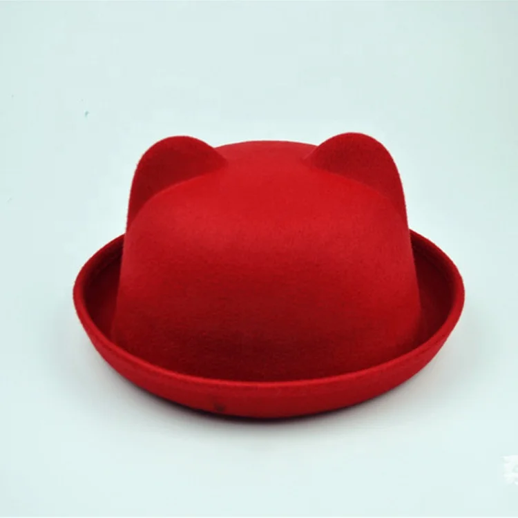 High Quality Child Cute Boys Girls Kids Felt hats Baby Fedora Hat Bowler