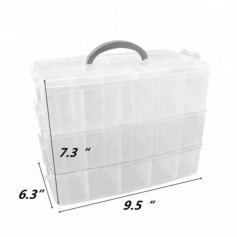 3-Tier Demountable Plastic Jewelry Box Organizer Storage Container With Adjustable Dividers 30
