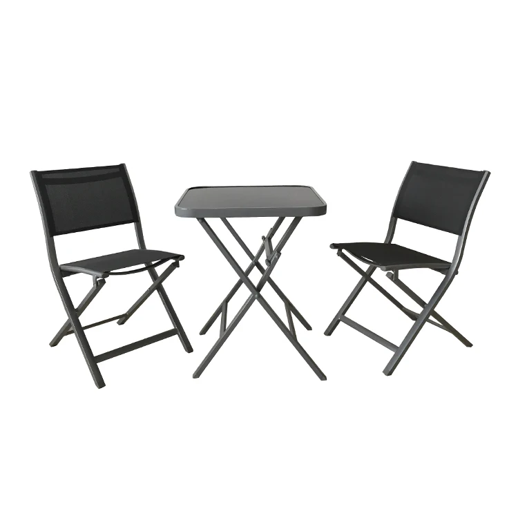 Uplion Modern Outdoor Garden Patio Folding set  3pcs Balcony Set Table and Chair Furniture