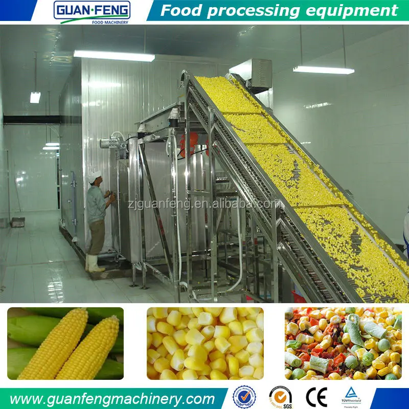 Automatic Sweet Corn Carrots Iqf Quick Freezing Machine Iqf Tunnel Frozen Peas Processing Plant