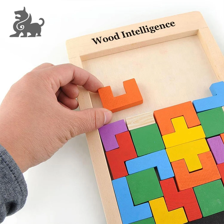 Деревянный пазл головоломка для мозга игрушка танграмма интеллектуальный красочный 3D русский конструктор игра