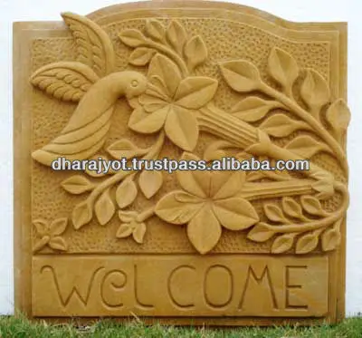 
polished flower design carved name plate 