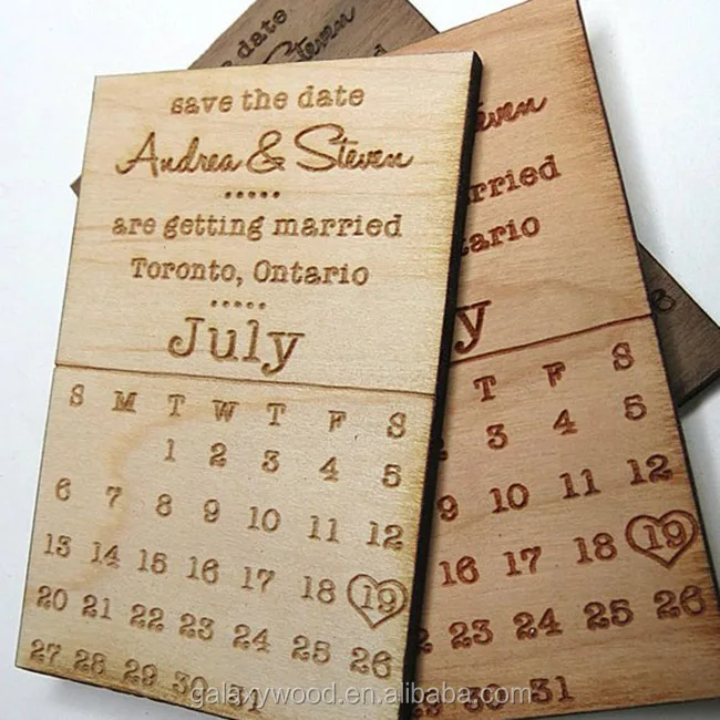 1.5 x 1.5 inch  Save the Date custom  engraved wooden Wedding Cards