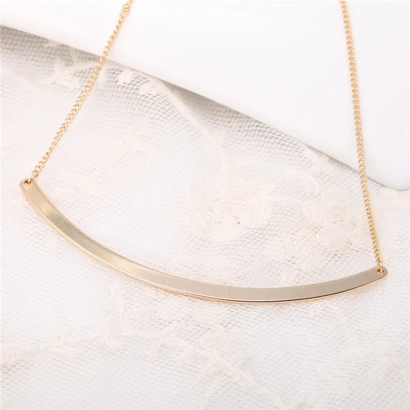 Metal Curved Bar Necklace Gold Plated Choker Necklace For Women Birthday Party Gifts