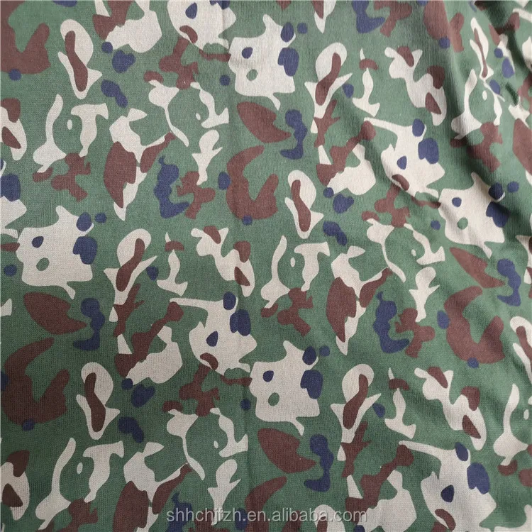 Камуфляжная хлопковая трикотажная ткань с реактивным принтом