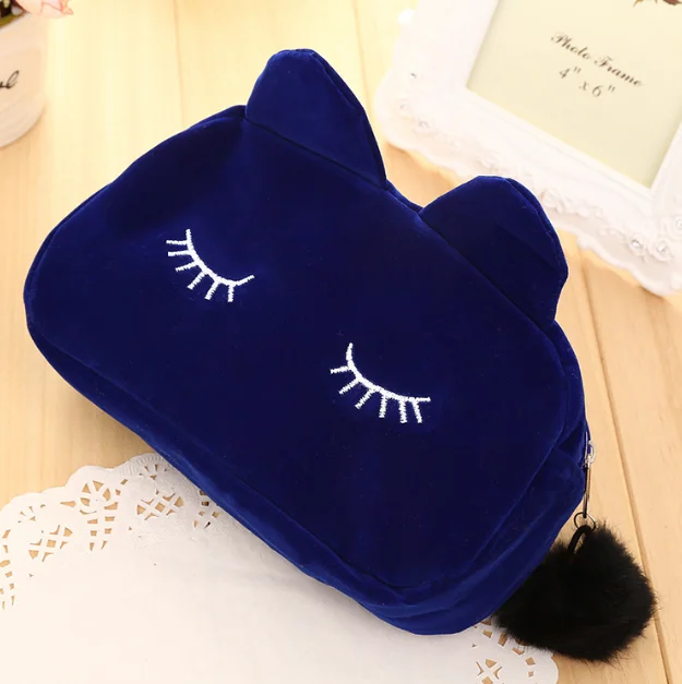 Hair Ball Accessory Suede Material Cute Promotional Bag Coin Purse Embroidery Eye 3D Rabbit Shape Pouch Cosmetic Bag
